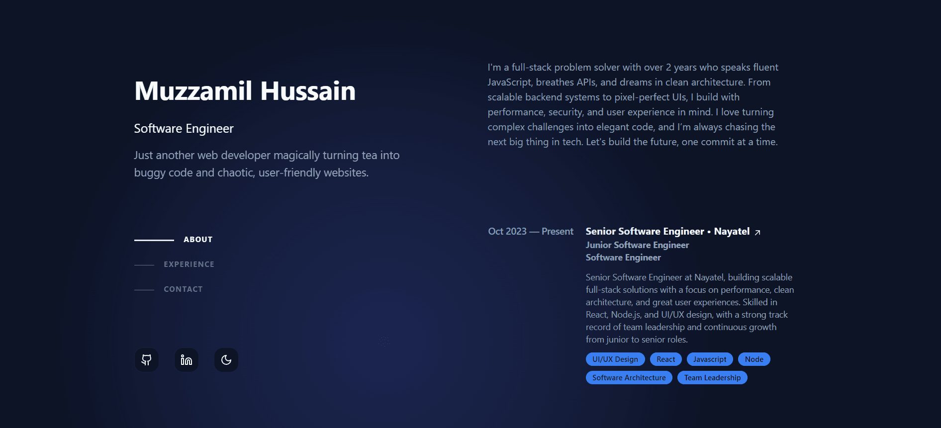 Screenshot of Muzzamil Hussain